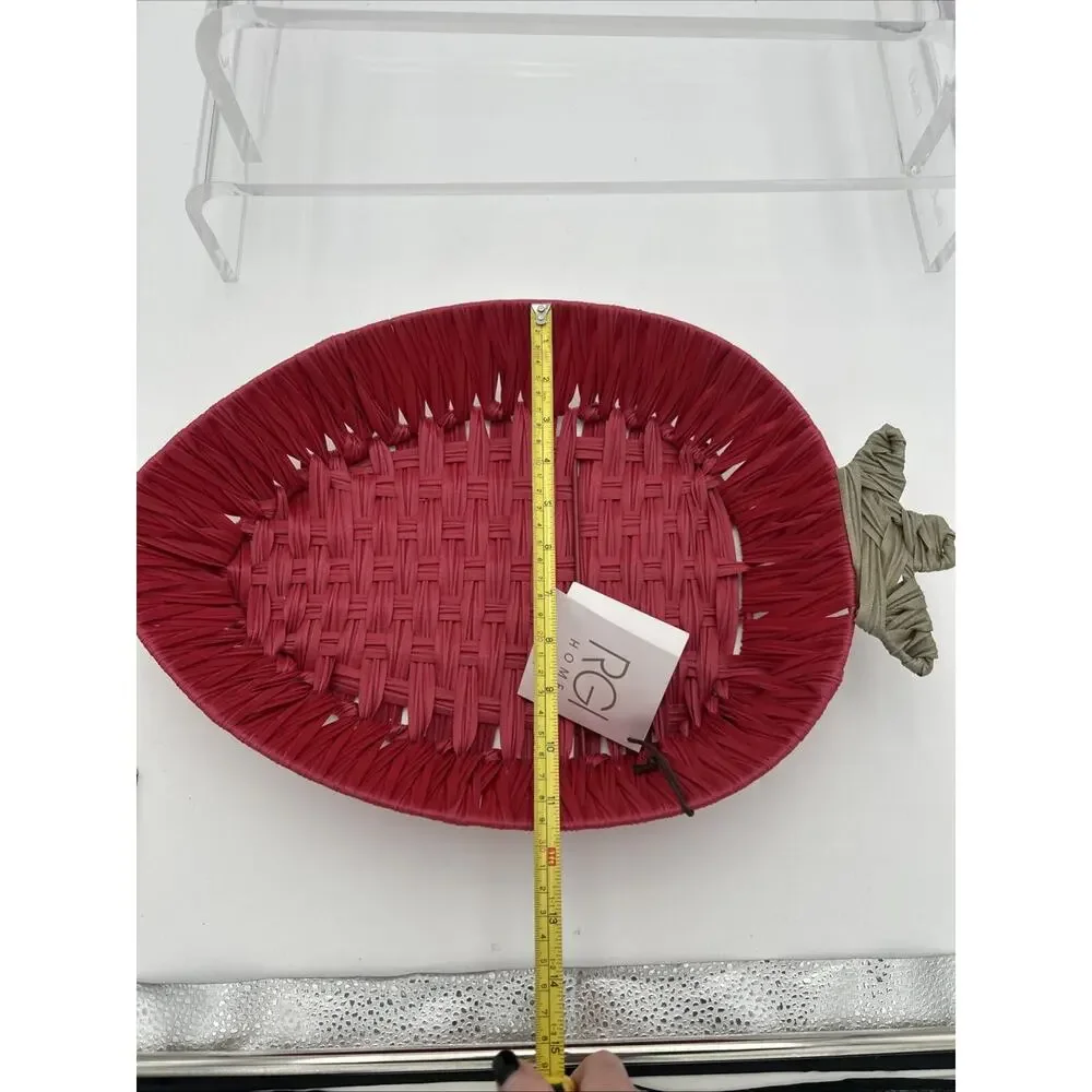 Nwt RGI Home Decorative Display Strawberry Shaped Basket Red/Green Cottage Core